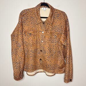 She + Sky Large Long Sleeve Button Up‎ Cheetah Print Jacket Shacket Stretchy